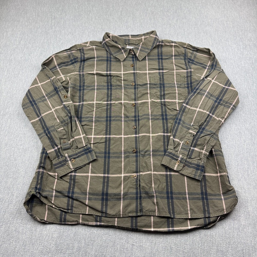 Carhartt Shirt Womens 2XL Green Plaid Fairview Roll Tab Long Sleeve Flannel Top